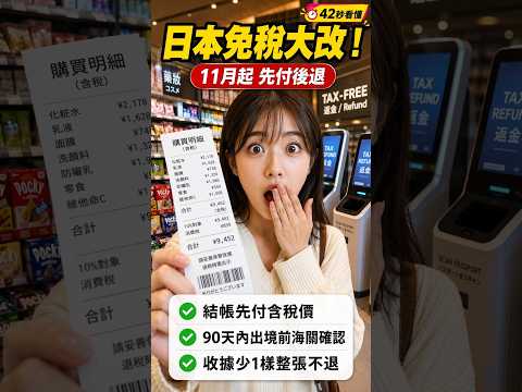 日本11月起不能直接免稅?先付後退3步驟,收據少1樣整張不退